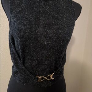SHEIN Black Knit Top with Metallic Detail